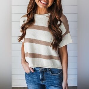 Stipe Drop Shoulder Knit Sweatet